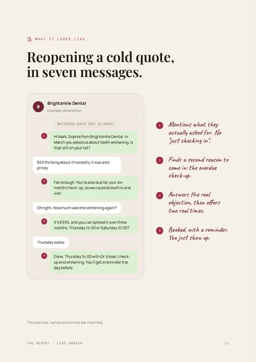 An example conversation that reopens a cold quote
